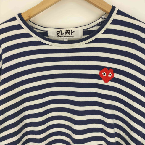 プレイコムデギャルソン PLAY COMME des GARCONS 22AW INVADER STRIPED L/S T-SHIRT ハートロゴ インベーダー ボーダー カットソー メンズ JPN:XXL